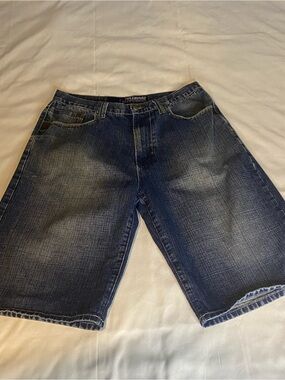 Men's Five Elementz Blue Denim Jeans Shorts, Size 36 Mid-Wash, Vintage 90s